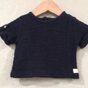 7 For All Mankind Baby 6-9M Shirt Navy Blue Sweater Top 100% Cotton Preppy Retro